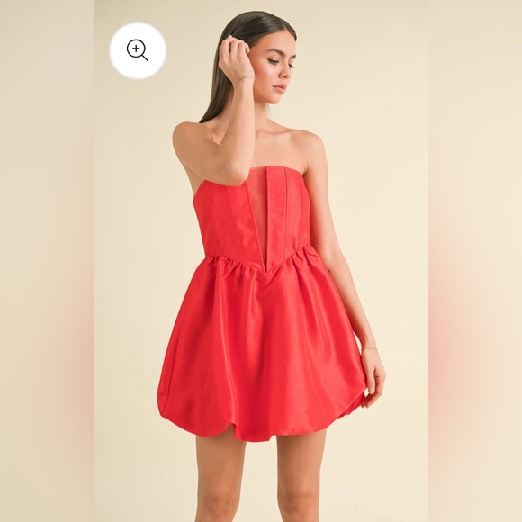 Klesis Fit and Flare Strapless Red Mini Dress size Large New With Tags Attached - Picture 3 of 7